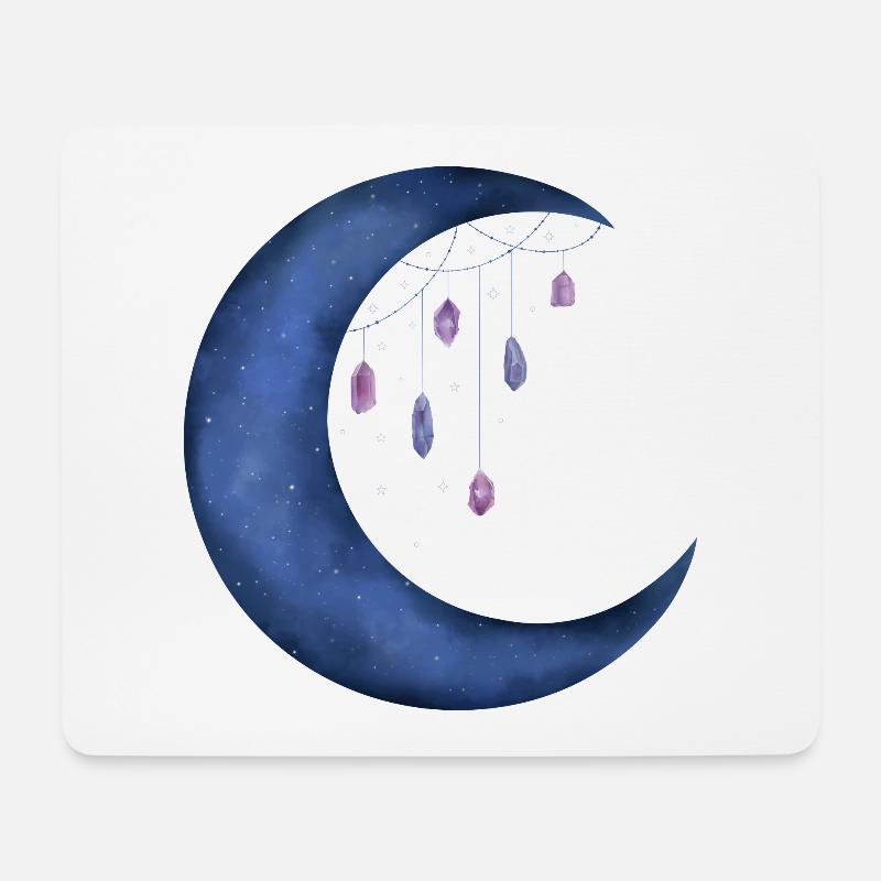 Mond mit Kristallen - Mousepad (Querformat) - Weiß