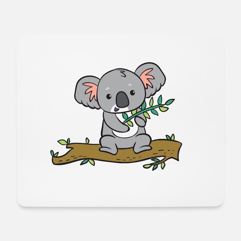 Koala - mit Eukalyptus auf Baum - Mousepad (Querformat) - Weiß
