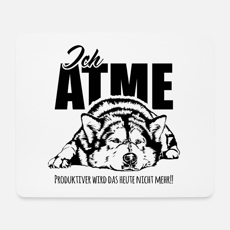 ALASKAN MALAMUTE ich atme Hunde Spruch Wilsigns - Mousepad (Querformat) - Weiß