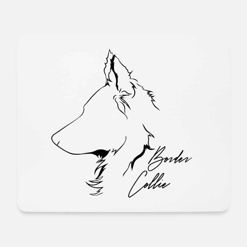 BORDER COLLIE Profil Chiens Chien Wilsigns - Tapis de souris (format paysage) - blanc