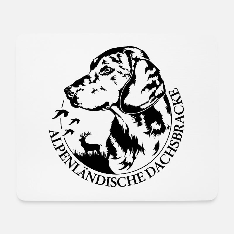 ALPENLÄNDISCHE DACHSBRACKE Hundeportrait Wilsigns - Mousepad (Querformat) - Weiß