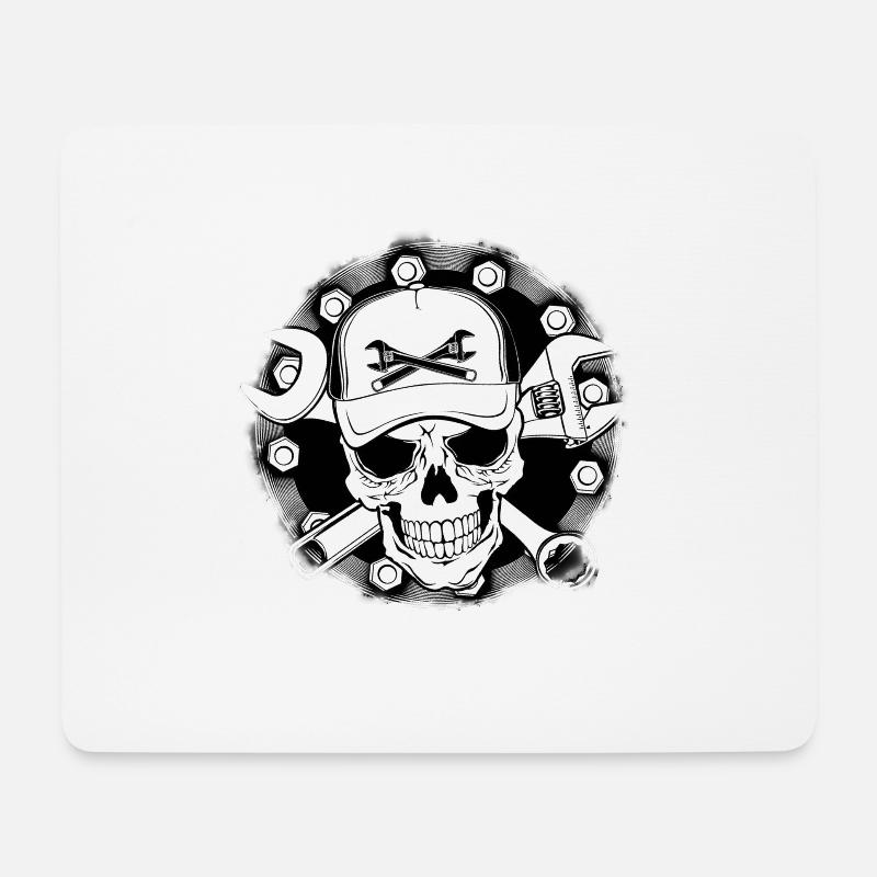 Custom Skull - Mousepad (Querformat) - Weiß