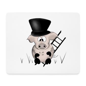 Schwein Silvester viel Glück - Mousepad (Querformat) - Weiß - Vorne