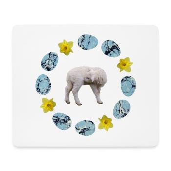 sheep in the egg wreath with narcissus e 55 - Mouse Pad (horizontal) - white - Front