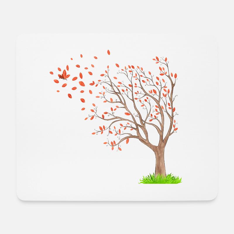 Baum des Lebens und Schmetterling - Mousepad (Querformat) - Weiß