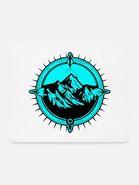 Kompass Berge Travel Symbol - Mousepad (Querformat) - Weiß