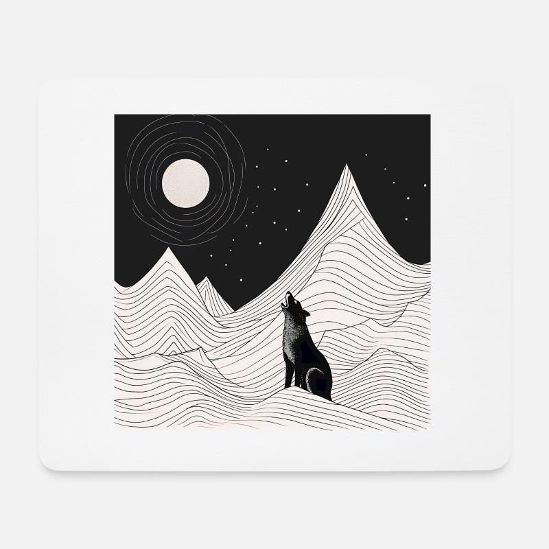 Wolf howls at the moon - Mouse Pad (horizontal) - white