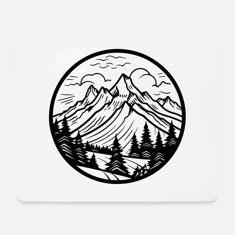 Berge Symbol Silhouette - Mousepad (Querformat) - Weiß