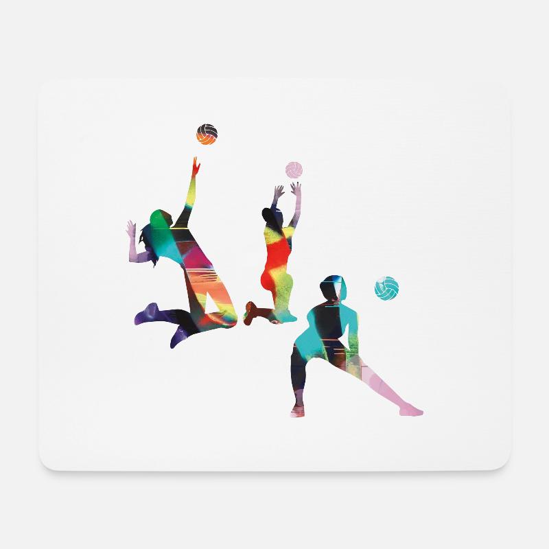 volleyball,volleyballer, Beachball,Graffiti,bunt - Mousepad (Querformat) - Weiß