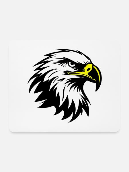 Adler Kopf Silhouette - Mousepad (Querformat) - Weiß