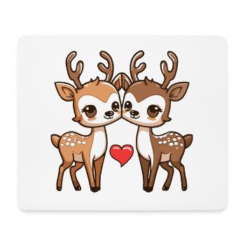 Hirsch Comic Paar Liebe - Mousepad (Querformat) - Weiß - Vorne