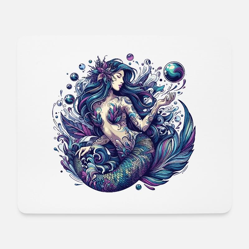 Meerjungfrau Nixe Wasserfrau Geschenk - Mousepad (Querformat) - Weiß