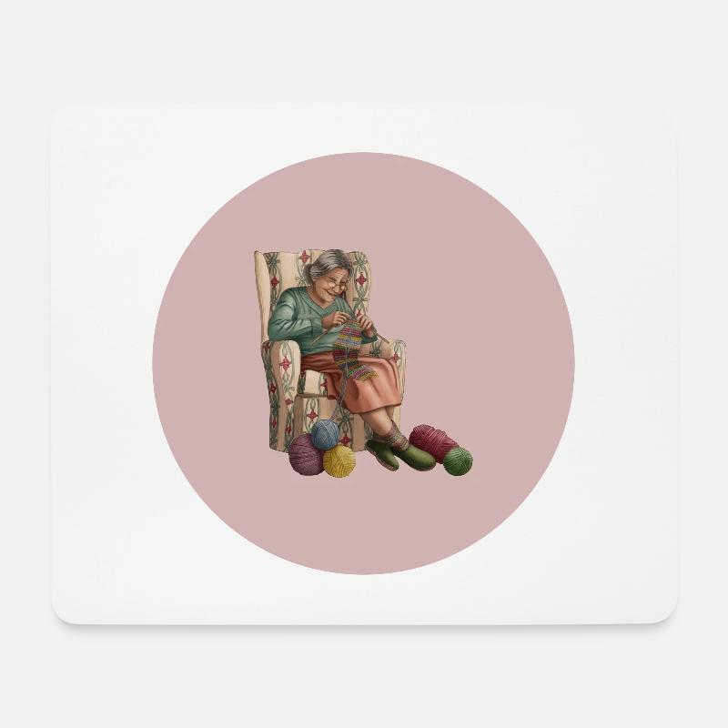 Strickliesel Strickende Oma im Kreis - Mousepad (Querformat) - Weiß