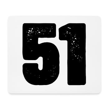 51 Zahl Trikot - Mousepad (Querformat) - Weiß - Vorne