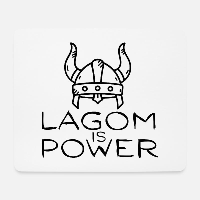 Lagom Is Power – Wikingerhelm Minimalistisches Design - Mousepad (Querformat) - Weiß