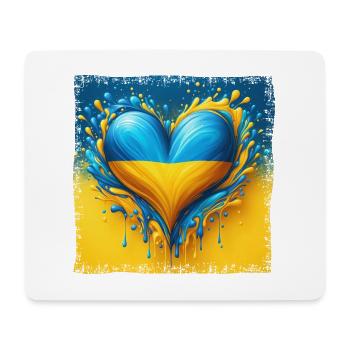 Ukraine Herz Flagge Wassertropfen Design - Mousepad (Querformat) - Weiß - Vorne