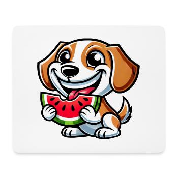 Beagle Wassermelone süßer Hund mit Melone Sommer - Mousepad (Querformat) - Weiß - Vorne