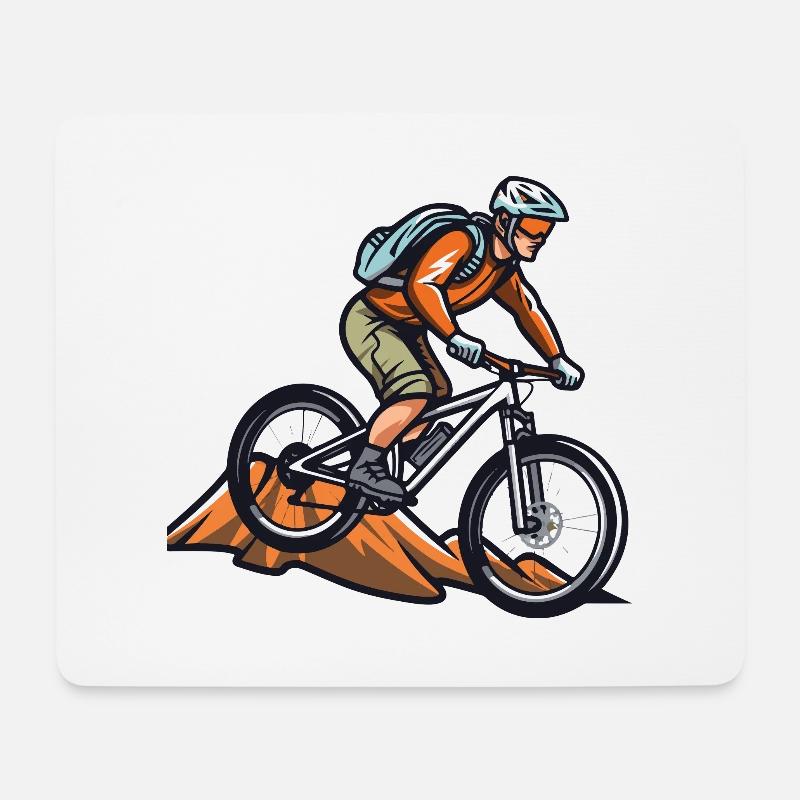 Mountainbiker Sport Mountainbike - Mousepad (Querformat) - Weiß