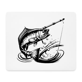 Fischen Fisch Angeln Symbol - Mousepad (Querformat) - Weiß - Vorne