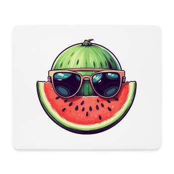 Coole Wassermelone - Design mit Sonnenbrille und M - Mousepad (Querformat) - Weiß - Vorne