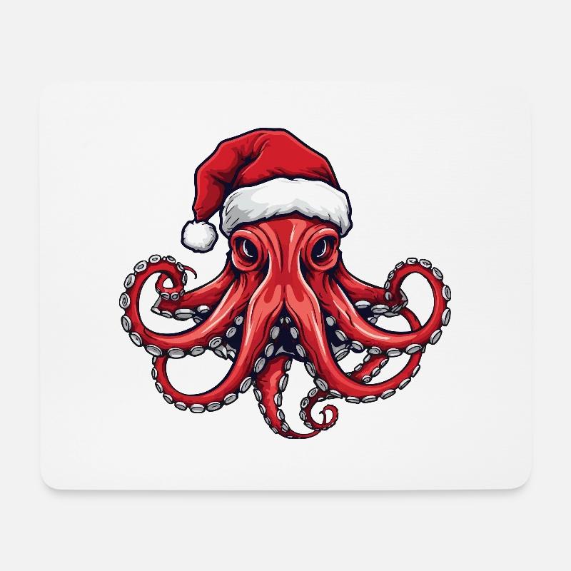 Oktopus Krake Weihnachten Portät - Mousepad (Querformat) - Weiß
