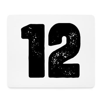 12 Zahl Trikot - Mousepad (Querformat) - Weiß - Vorne