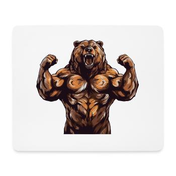 Ours Grizzly Beast Musculation Muscles - Tapis de souris (format paysage) - blanc - Devant