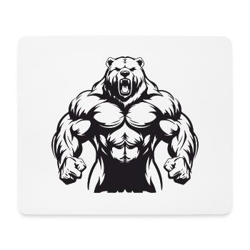 Bear Grizzly Gym Muscles Bodybuilding - Mouse Pad (horizontal) - white - Front