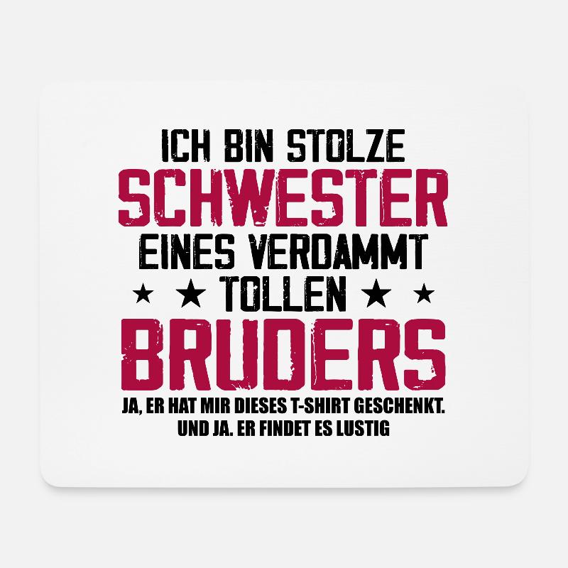 Ich Bin Stolze Schwester Eines Verdammt Tollen - Mousepad (Querformat) - Weiß
