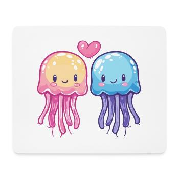 Couple De Méduses Amoureux Animal Saint Valentin - Tapis de souris (format paysage) - blanc - Devant