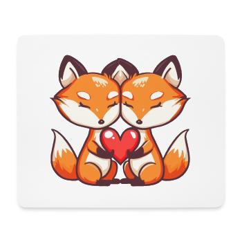 Fuchs Paar Liebe Couple Verliebt - Mousepad (Querformat) - Weiß - Vorne