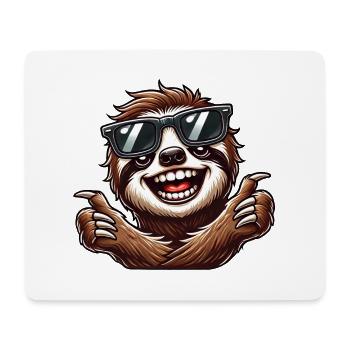 paresseux décontracté avec des lunettes de soleil portrait cool - Tapis de souris (format paysage) - blanc - Devant