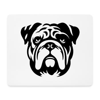 Bulldogge Hund Kopf Silhouette Minimalistisch - Mousepad (Querformat) - Weiß - Vorne