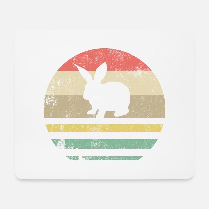 Hase Osterhase Hasen Häschen Rabbit Retro Geschenk - Mousepad (Querformat) - Weiß