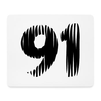 91 Zahl Trikot - Mousepad (Querformat) - Weiß - Vorne