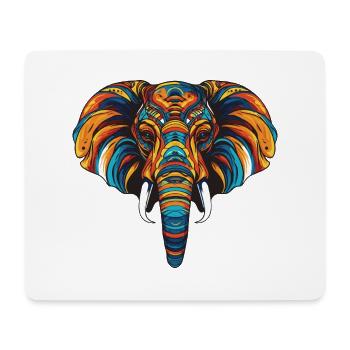 Elefant Portrait - Mousepad (Querformat) - Weiß - Vorne