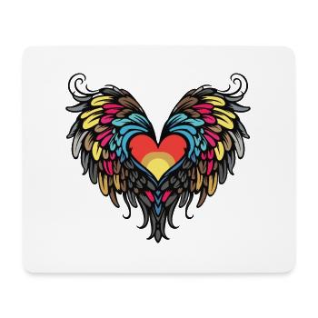 Coeur Ailes Ange Amour - Tapis de souris (format paysage) - blanc - Devant