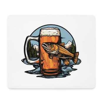 Fischen Bierglas Angeln Fischer Bier - Mousepad (Querformat) - Weiß - Vorne