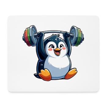Penguin with dumbbell: fitness training - Mouse Pad (horizontal) - white - Front