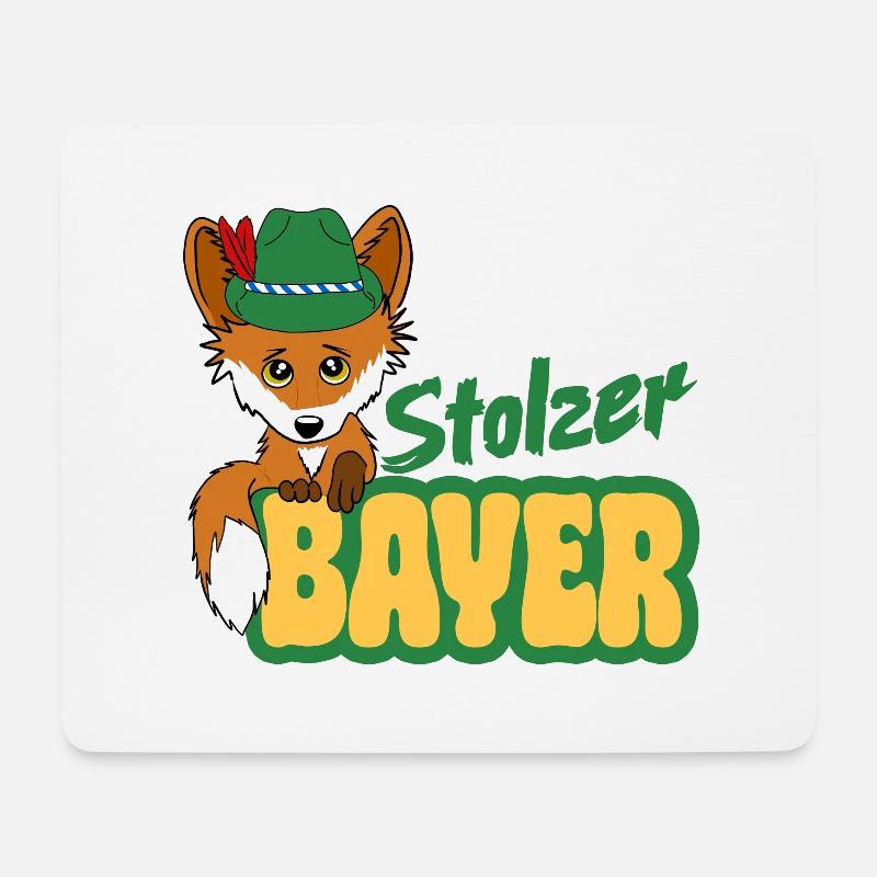 Proud Bavarian - Fox with Bavarian Hat - Mouse Pad (horizontal) - white