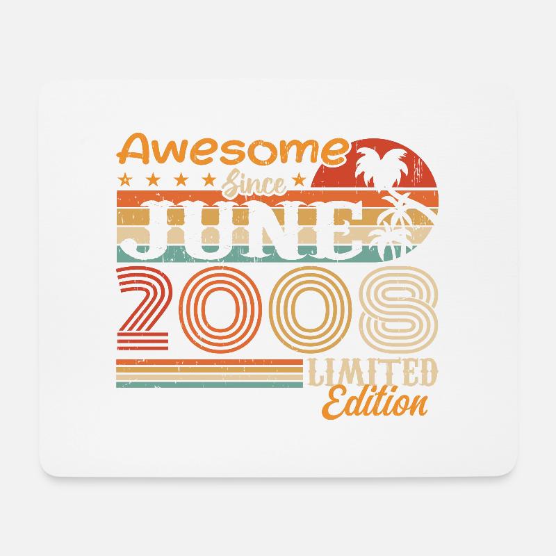 June 2008 Retro Vintage Juni 2008 birthday - Mousepad (Querformat) - Weiß