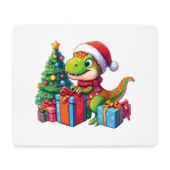 Little T-Rex Dino Unwraps Gifts - Mouse Pad (horizontal) - white - Front