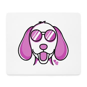 Ein lustiger Hund mit roter rose Brille Hunde - Mousepad (Querformat) - Weiß - Vorne