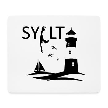Ein Leuchtturm mit Möwen und Insel Karte von Sylt - Mousepad (Querformat) - Weiß - Vorne