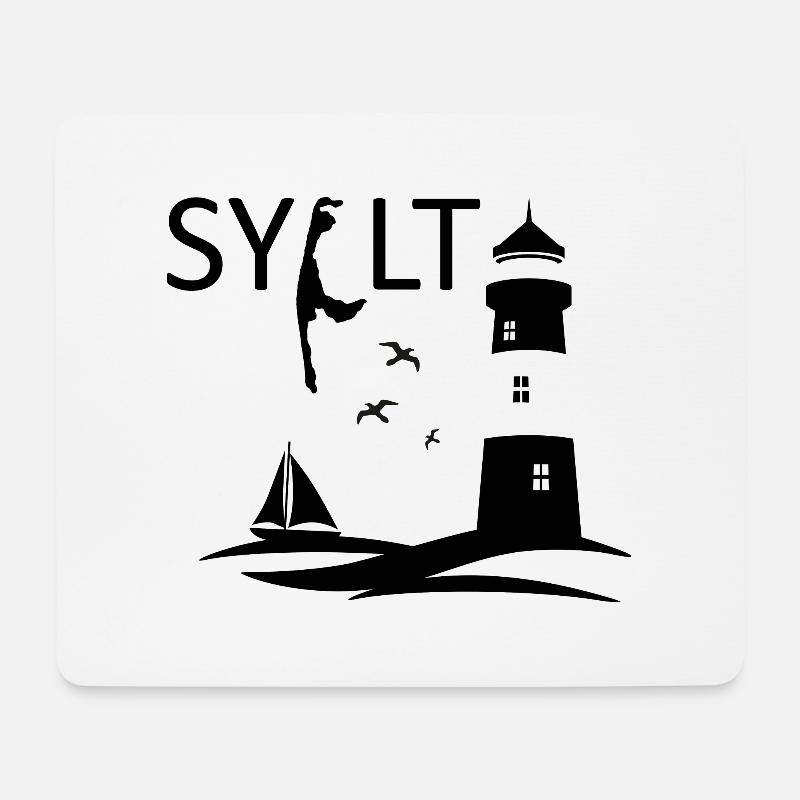 Ein Leuchtturm mit Möwen und Insel Karte von Sylt - Mousepad (Querformat) - Weiß