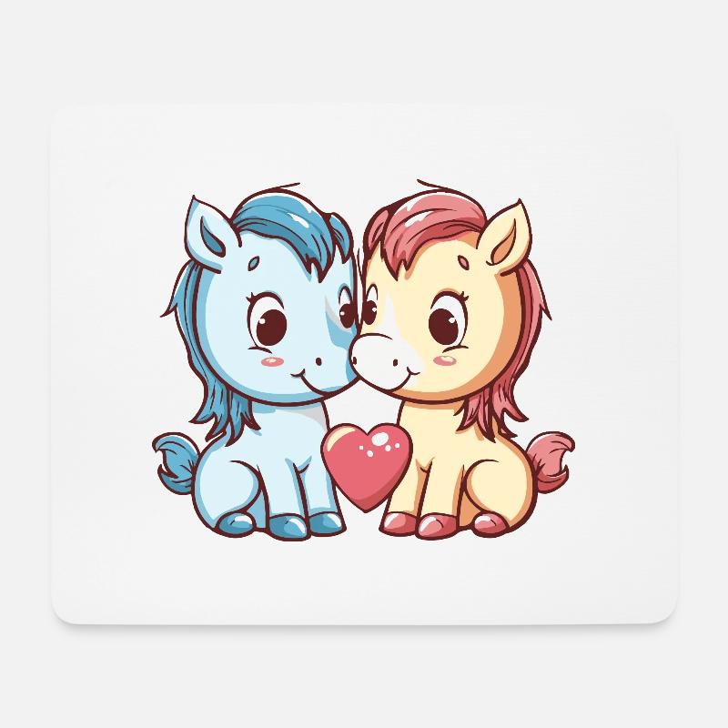 Pferd Paar Liebe Couple Verliebt - Mousepad (Querformat) - Weiß