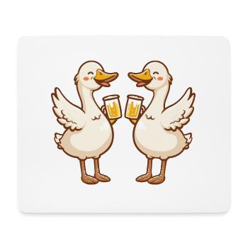 Gans Comic Bier Lustig Saufen - Mousepad (Querformat) - Weiß - Vorne