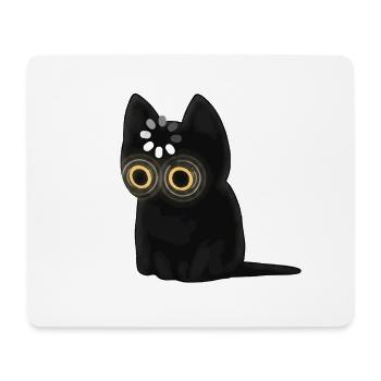 Schwarze Katze mit leuchtenden Augen - Mousepad (Querformat) - Weiß - Vorne