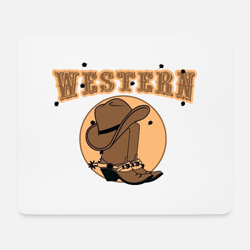 Western Cowboy Cowboystiefel Cowboyhut - Mousepad (Querformat) - Weiß