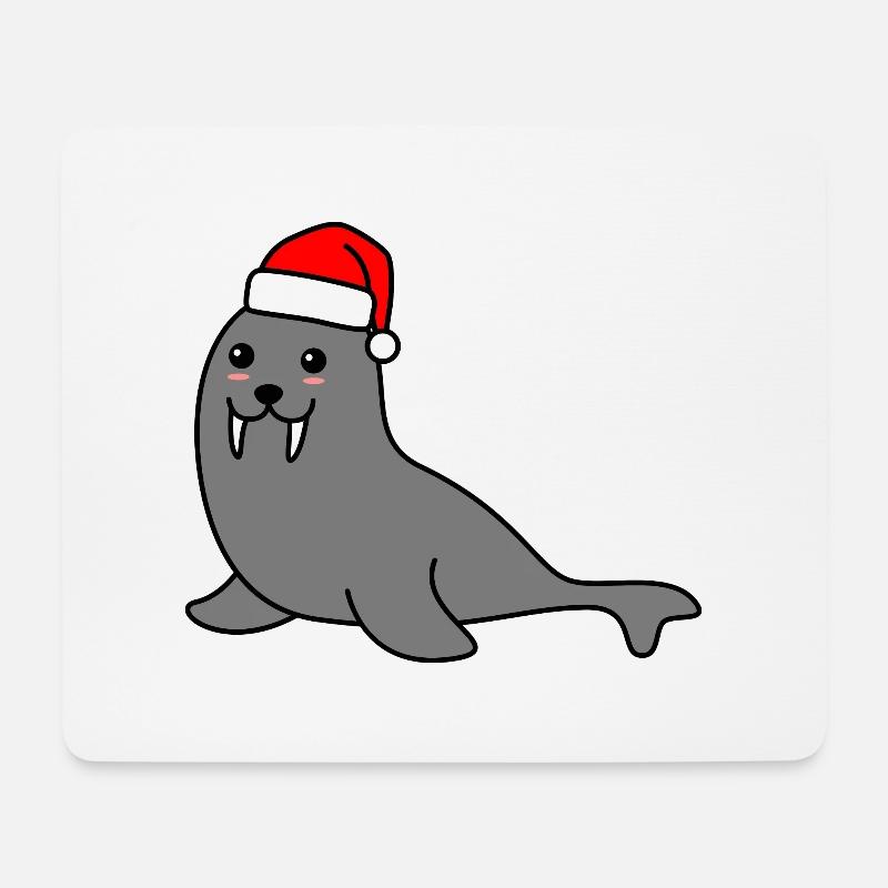 Robbe Weihnachten Comic Xmas - Mousepad (Querformat) - Weiß